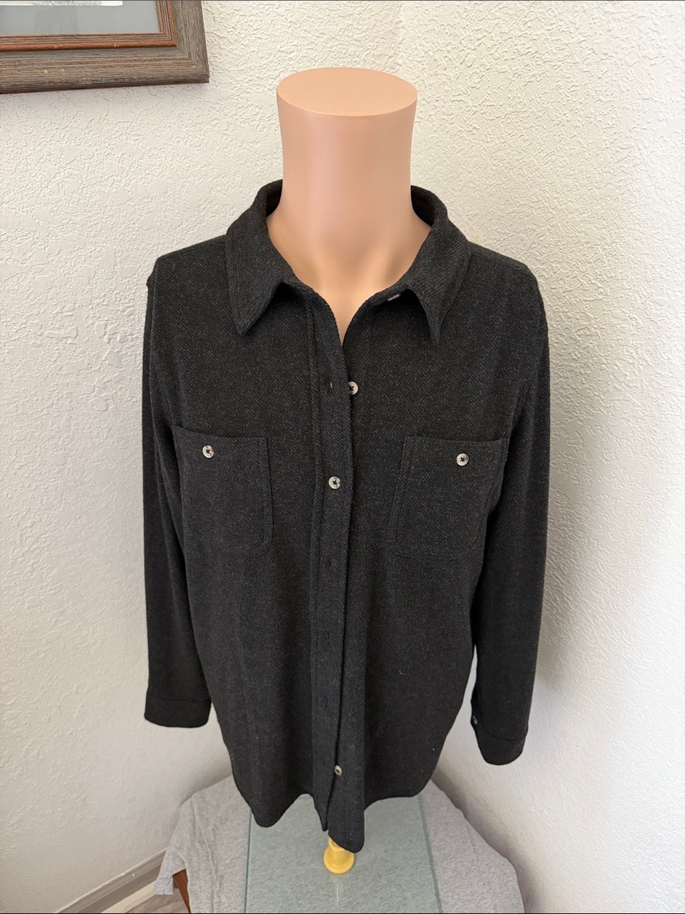 Charcoal Button-Up Shirt Jacket